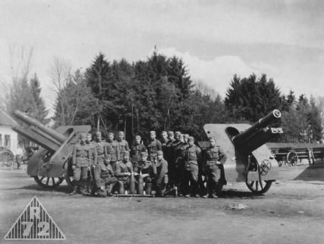 1930 - dělostřelecký pluk č.112 - ostré střelby z děl u Humenné - 15 cm hrubá houfnice vz.25
