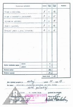 Druhá strana výkazu o prospěchu velitele objektu R S-72 Emanuela Jansty.